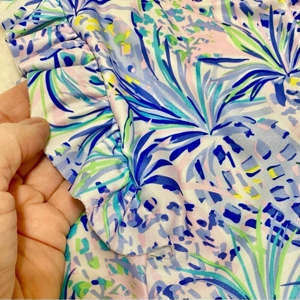 Tommy Bahama abstract pineapple print one piece   blue, lavender, pink,  m 7 8
